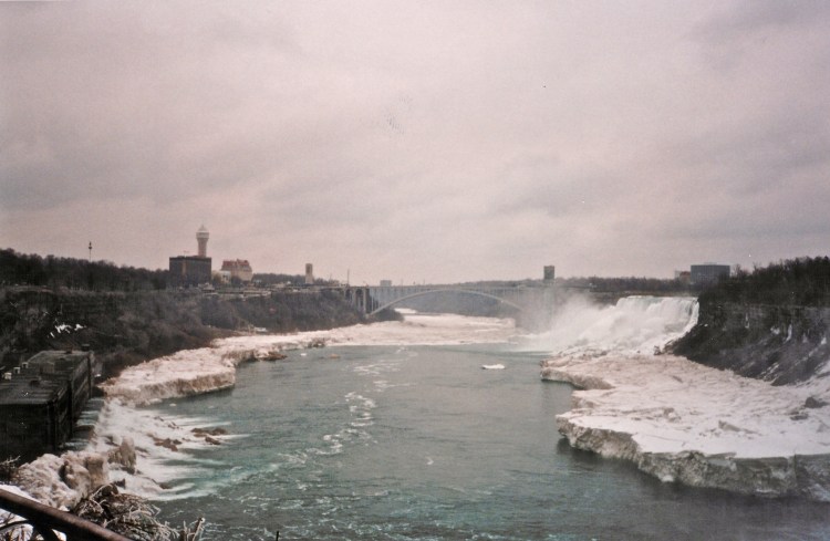 This is quite an old photo, looking back along the gorge to the Peace Bridge and the American Falls. There are a lot more buildings there now.